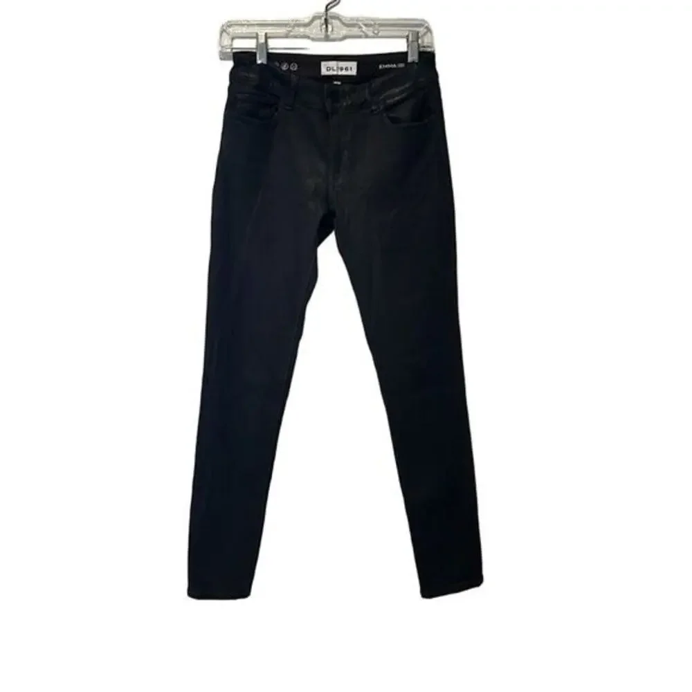 DL1961 Emma Power Legging Pewter Black Coasted Skinny Jeans Womens Size 27 Basic